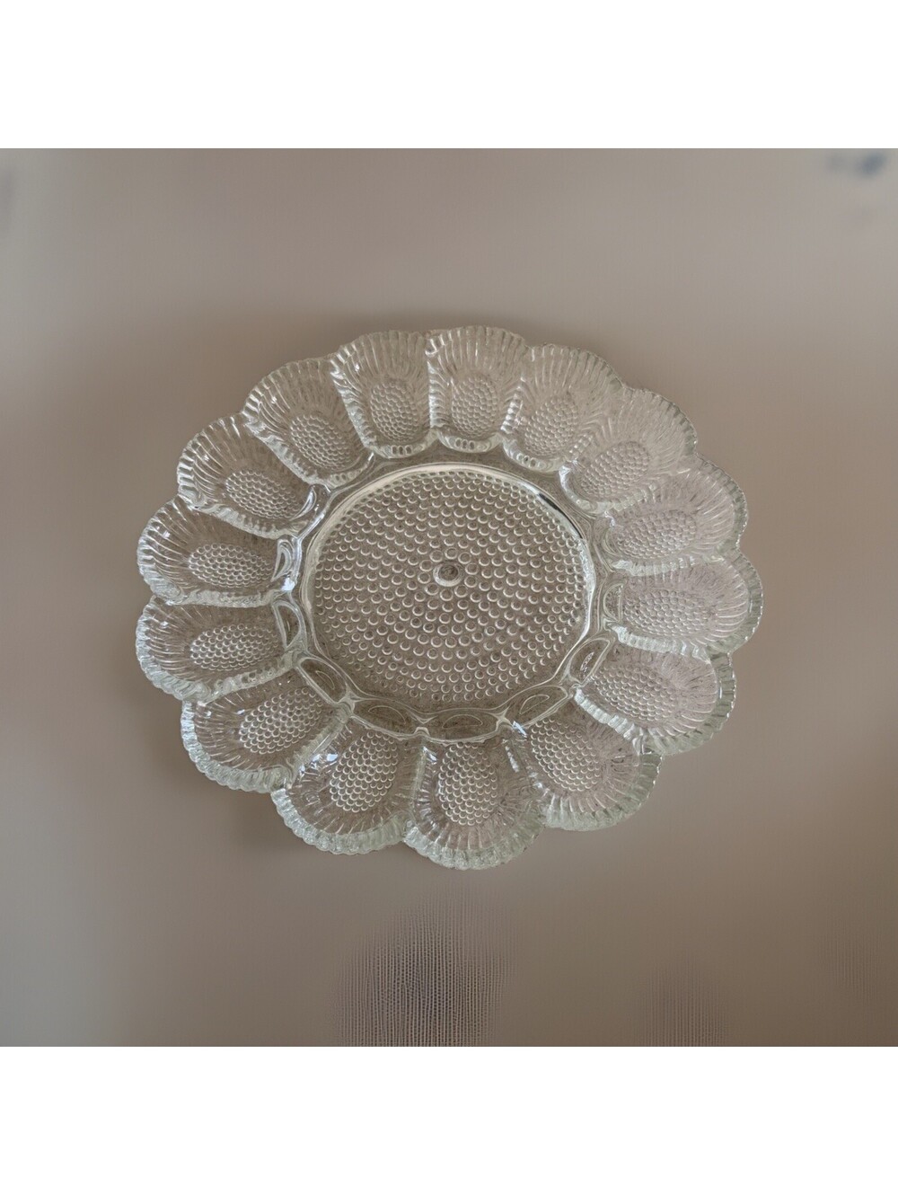 Beautiful Mid-Century Vintage Indiana Glass Clear Hobnail Deviled Egg Plate